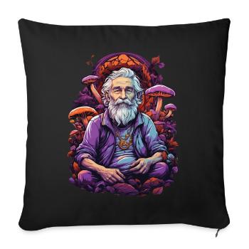Lebendige Farben Wald Pilze Psychedelic Art - Sofakissenbezug 45 x 45 cm - Schwarz - Vorne