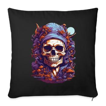 Psychédélique crâne Art Woodland champignons Festival de musique - Housse de coussin décorative 45 x 45 cm - noir - Devant