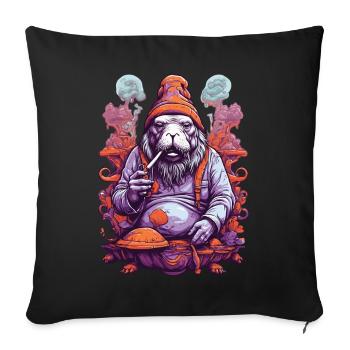 Vivid Colors Music Festival Forest Mushrooms - Sofa pillowcase 17,3'' x 17,3'' (45 x 45 cm) - black - Front