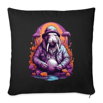 Lebendige Farben Wald Pilze Psychedelic Art - Sofakissenbezug 45 x 45 cm - Schwarz - Vorne