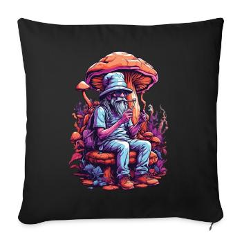 Forest Mushrooms Psychedelic Art Music Festival Goa - Sofa pillowcase 17,3'' x 17,3'' (45 x 45 cm) - black - Front