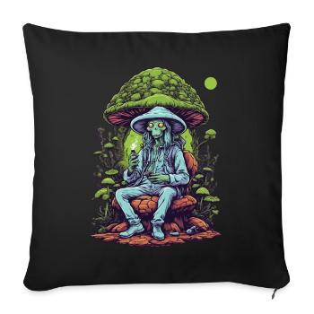Lebendige Farben Musik Festival Wald Pilze - Sofakissenbezug 45 x 45 cm - Schwarz - Vorne