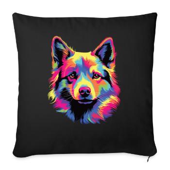 Wasserfarben Farbenfroher Norwegischer Buhund - Sofakissenbezug 45 x 45 cm - Schwarz - Vorne