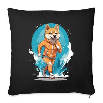 Running Shiba Dog Thrills Jogger - Housse de coussin décorative 45 x 45 cm - noir - Devant