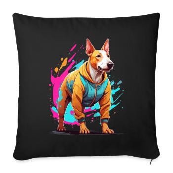 Bull Terrier Streetwear Aesthetic Fitness Look - Sofa pillowcase 17,3'' x 17,3'' (45 x 45 cm) - black - Front