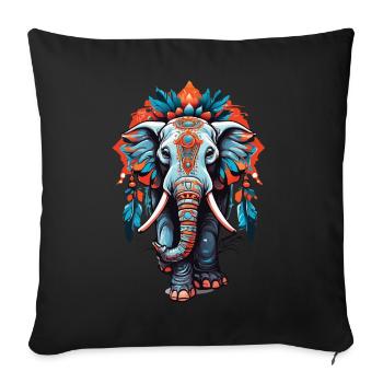 Elephant Spiritual Mandala Dream Catcher Design - Sofa pillowcase 17,3'' x 17,3'' (45 x 45 cm) - black - Front