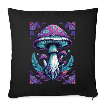 Spiritual Mushroom Mandala Enlightenment - Sofa pillowcase 17,3'' x 17,3'' (45 x 45 cm) - black - Front