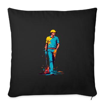 Golfspieler Design Esthétique Golfeur Sport - Housse de coussin décorative 45 x 45 cm - noir - Devant