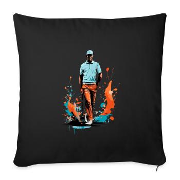 Golfspieler Design Esthétique Golfeur Streetwear - Housse de coussin décorative 45 x 45 cm - noir - Devant