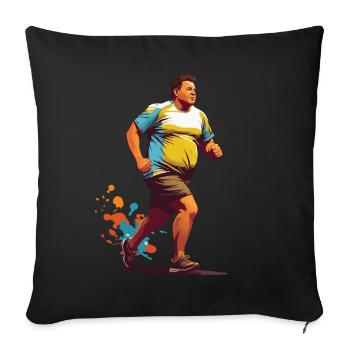 Drôle De Surpoids Coureur Fitness - Housse de coussin décorative 45 x 45 cm - noir - Devant