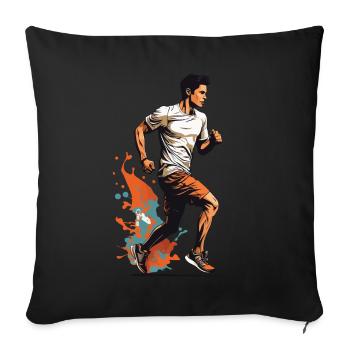 Streetwear, Jogging, Design, Esthétique, Fitness - Housse de coussin décorative 45 x 45 cm - noir - Devant