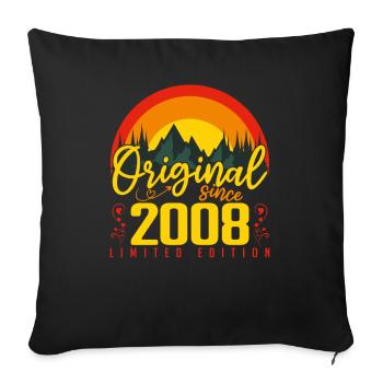 Birthday 2008 Birthday born in 2008 gift - Sofa pillowcase 17,3'' x 17,3'' (45 x 45 cm) - black - Front