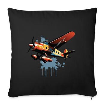 Modèle Avion Pilote Avion Hobby Design - Housse de coussin décorative 45 x 45 cm - noir - Devant