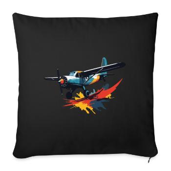 Model Airplane Pilot Airplane Hobby - Sofa pillowcase 17,3'' x 17,3'' (45 x 45 cm) - black - Front