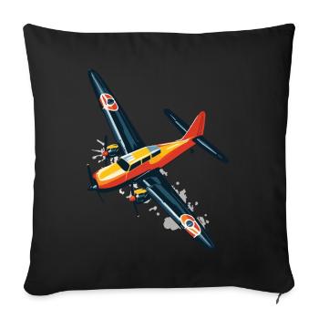 Modellflugzeug Pilot Flugzeug Hobby Flieger Design - Sofakissenbezug 45 x 45 cm - Schwarz - Vorne