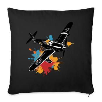 Modèle Avion Pilote Avion Hobby Design - Housse de coussin décorative 45 x 45 cm - noir - Devant