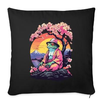 Grenouille Streetwear Esthétique Vintage - Housse de coussin décorative 45 x 45 cm - noir - Devant