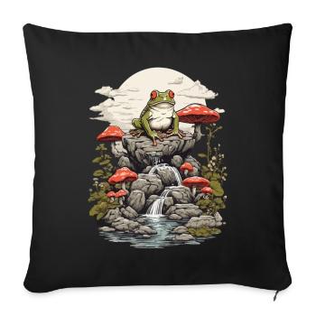 Goblincore grenouille Streetwear esthétique Vintage - Housse de coussin décorative 45 x 45 cm - noir - Devant
