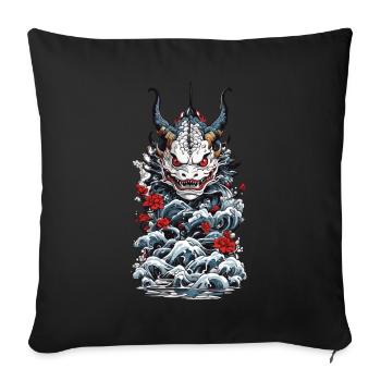 Monstre marin Démon japonais Yokai Style - Housse de coussin décorative 45 x 45 cm - noir - Devant