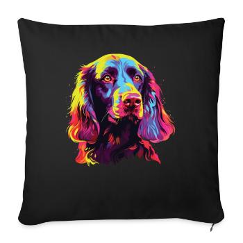Wasserfarben Farbenfroher Field Spaniel - Sofakissenbezug 45 x 45 cm - Schwarz - Vorne