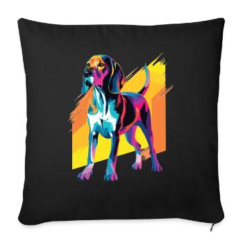 Watercolor Colorful Treeing Walker Coonhound - Sofa pillowcase 17,3'' x 17,3'' (45 x 45 cm) - black - Front