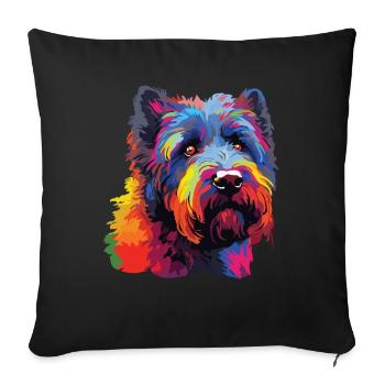 Watercolors Colorful Bouvier des Flandres - Sofa pillowcase 17,3'' x 17,3'' (45 x 45 cm) - black - Front