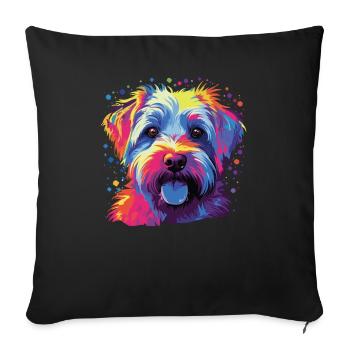 Watercolor Colorful Dandie Dinmont Terrier - Sofa pillowcase 17,3'' x 17,3'' (45 x 45 cm) - black - Front