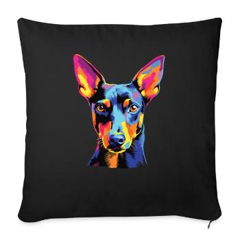 Watercolor Colorful Manchester Terrier - Sofa pillowcase 17,3'' x 17,3'' (45 x 45 cm) - black - Front