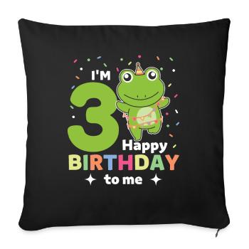 Frog for 3rd birthday children three years old - Sofa pillowcase 17,3'' x 17,3'' (45 x 45 cm) - black - Front