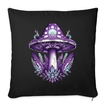 Feather Mandala Mushrooms Spiritual Dream Catcher - Sofa pillowcase 17,3'' x 17,3'' (45 x 45 cm) - black - Front