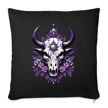 Feather Mandala Skull Spiritual Design - Sofa pillowcase 17,3'' x 17,3'' (45 x 45 cm) - black - Front