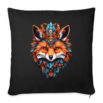 Fox Spiritual Mandala Dream Catcher Design - Sofa pillowcase 17,3'' x 17,3'' (45 x 45 cm) - black - Front