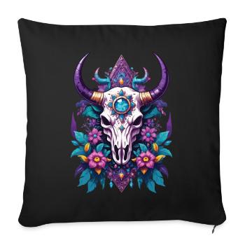 Bull Skull Feather Mandala - Sofa pillowcase 17,3'' x 17,3'' (45 x 45 cm) - black - Front