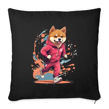 Shiba Dog Streetwear Jogging & Aesthetic Style - Sofa pillowcase 17,3'' x 17,3'' (45 x 45 cm) - black - Front