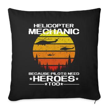 Helicopter Mechanic Heroes Pride - Sofa pillowcase 17,3'' x 17,3'' (45 x 45 cm) - black - Front