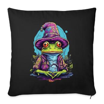 Mystic frog with magic hat - Sofa pillowcase 17,3'' x 17,3'' (45 x 45 cm) - black - Front