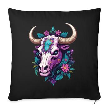 Bull Skull Spiritual Mandala Dream Catcher - Sofa pillowcase 17,3'' x 17,3'' (45 x 45 cm) - black - Front