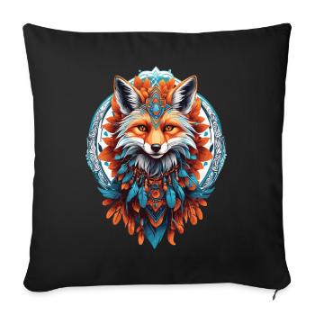 Fox Spiritual Mandala Animal Dream Catcher Design - Sofa pillowcase 17,3'' x 17,3'' (45 x 45 cm) - black - Front