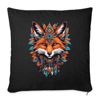 Fox Spiritual Mandala Animal Dream Catcher Design - Sofa pillowcase 17,3'' x 17,3'' (45 x 45 cm) - black - Front