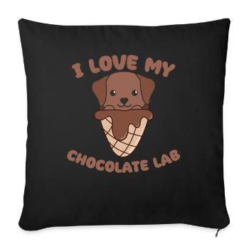 I Love My Chocolate Lab Animal In Ice Cream Cone Labrador - Sofa pillowcase 17,3'' x 17,3'' (45 x 45 cm) - black - Front