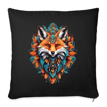 Fox Spiritual Mandala Animal Dream Catcher - Sofa pillowcase 17,3'' x 17,3'' (45 x 45 cm) - black - Front