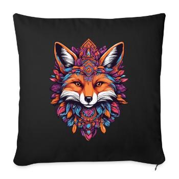 Spiritual Mandala Fox Dream Catcher Design - Sofa pillowcase 17,3'' x 17,3'' (45 x 45 cm) - black - Front