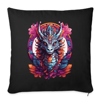 Drachen Spirituelles Mandala Tier Traumfänger - Sofakissenbezug 45 x 45 cm - Schwarz - Vorne