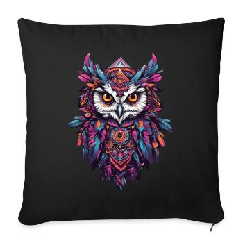 Owl Spiritual Mandala Animal Dream Catcher Design - Sofa pillowcase 17,3'' x 17,3'' (45 x 45 cm) - black - Front