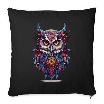 Owl Spiritual Mandala Dream Catcher Design - Sofa pillowcase 17,3'' x 17,3'' (45 x 45 cm) - black - Front
