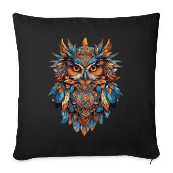 Owl Spiritual Mandala Animal Dream Catcher Design - Sofa pillowcase 17,3'' x 17,3'' (45 x 45 cm) - black - Front