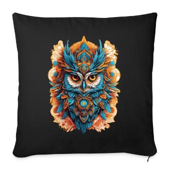 Owl Spiritual Mandala Animal Dream Catcher Design - Sofa pillowcase 17,3'' x 17,3'' (45 x 45 cm) - black - Front