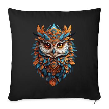 Owl Spiritual Mandala Animal Dream Catcher Design - Sofa pillowcase 17,3'' x 17,3'' (45 x 45 cm) - black - Front