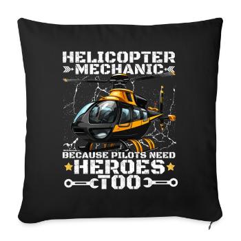 Helicopter Mechanic Heroes Pride - Sofa pillowcase 17,3'' x 17,3'' (45 x 45 cm) - black - Front