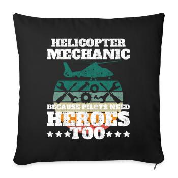 Helicopter Mechanic Heroes Pride - Sofa pillowcase 17,3'' x 17,3'' (45 x 45 cm) - black - Front